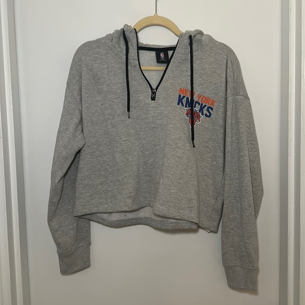 Cropped Grey Knicks Hoodie